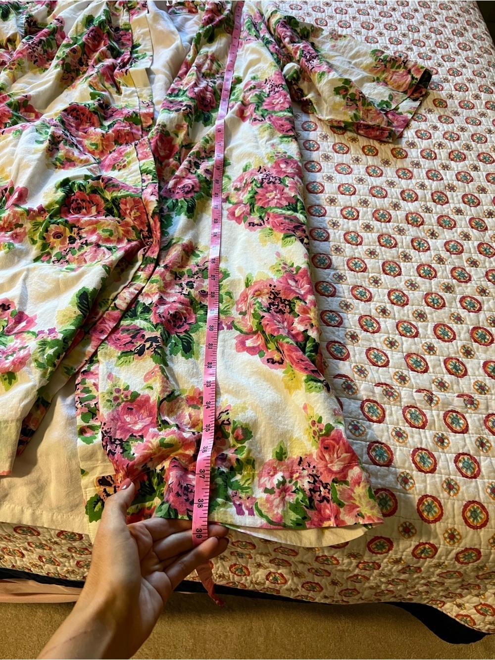 Handmade Floral Cotton Robe size small/medium - Picture 7 of 7